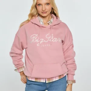 Różowa bluza damska kangurka z kapturem Raisa 601